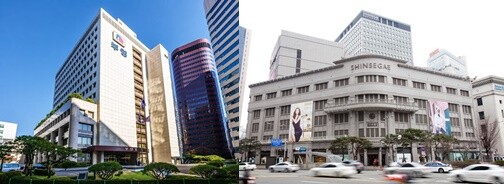 과거 이중근 회장은 한남동 주택을 두고 신세계 총수 일가와 조망권 분쟁을 벌였다. 서울 중구 부영그룹 본사와 신세계백화점 본점. 사진=부영그룹 제공, 박정훈 기자