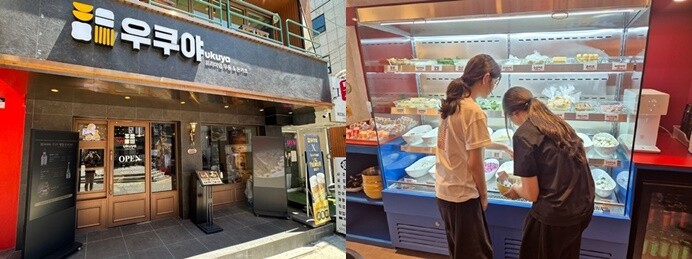 치킨 프랜차이즈 ‘BBQ’를 운영하는 제너시스BBQ그룹이 최근 외식 계열사의 유상증자에 잇달아 참여했다. 7월 서울 강남역 1번 출구 인근 먹자골목에 오픈한 우쿠야 직영매장(왼쪽)과 고객이 취향에 맞는 재료를 직접 골라 자신만의 떡볶이를 완성하는 ‘마이픽’ 시스템을 중심으로 리뉴얼된 올떡 매장. 사진=제너시스BBQ그룹 제공