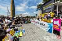 용산 대통령집무실 앞에 모인 교육·보육·시민사회 단체들